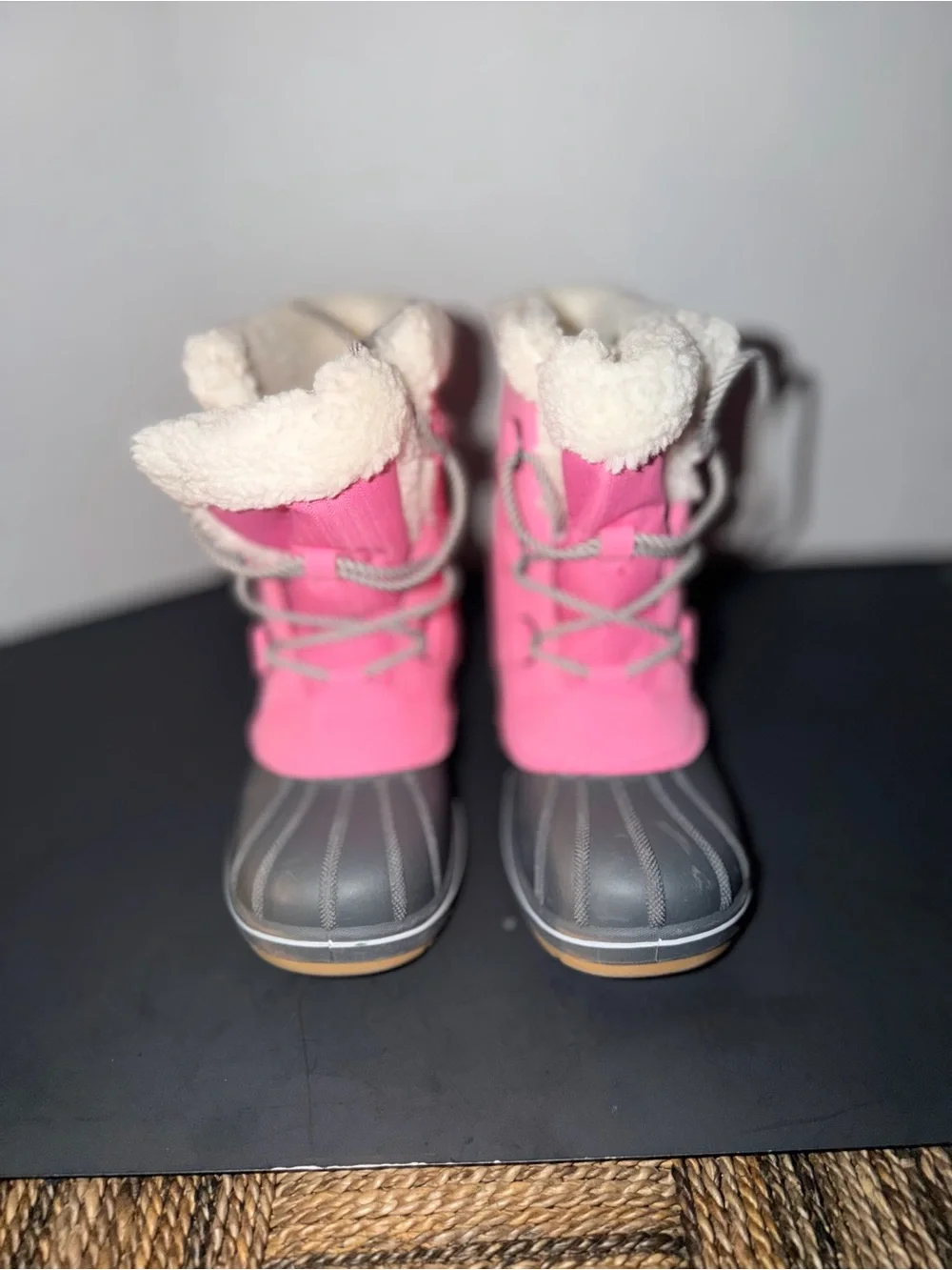Cat & Jack Pink and Gray Girls' Insulated Snow Boots